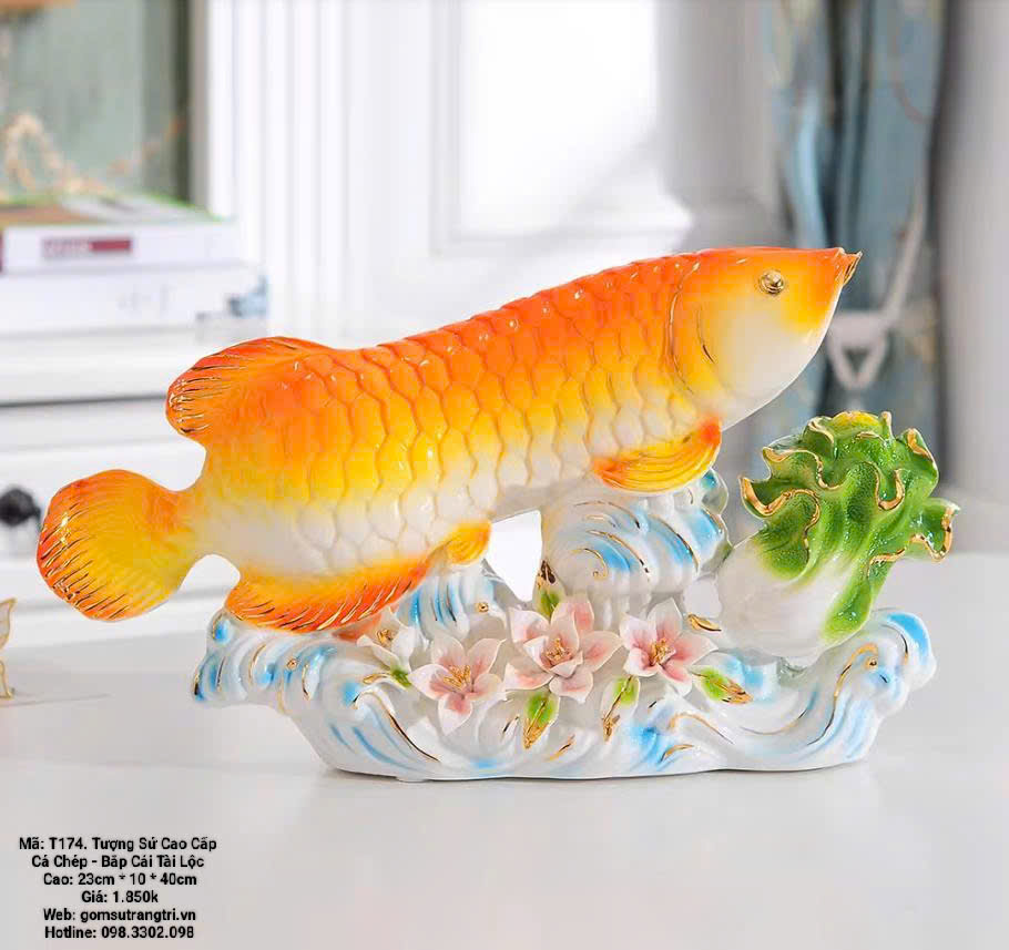 TƯỢNG SỨ CAO CẤP CÁ CHÉP - BẮP CẢI TÀI LỘC